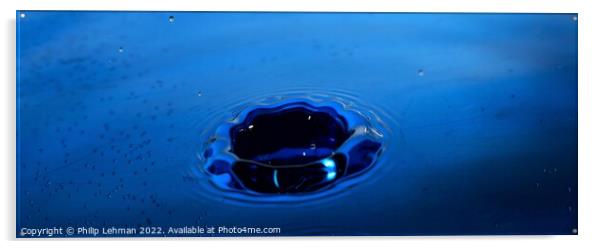 Blue Water Drops (32B) Acrylic by Philip Lehman