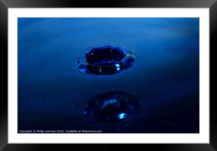 Blue Water Drops (32A) Framed Mounted Print by Philip Lehman