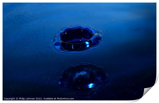 Blue Water Drops (32A) Print by Philip Lehman