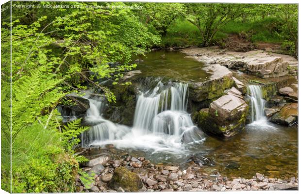 Pont Cwm y Fedwen Waterfalls Brecon Beacons Canvas Print by Nick Jenkins