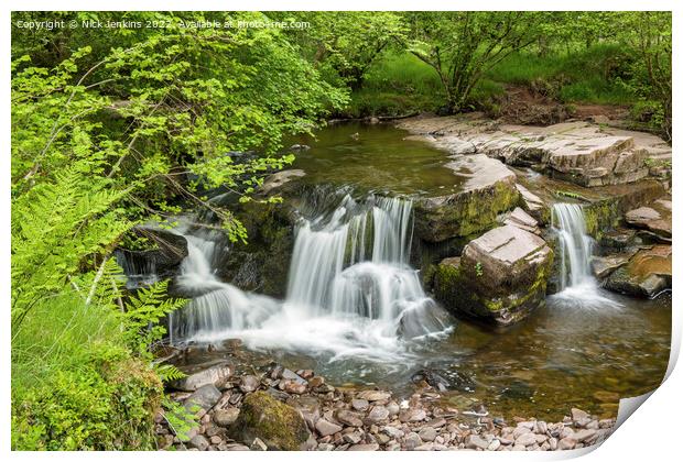 Pont Cwm y Fedwen Waterfalls Brecon Beacons Print by Nick Jenkins