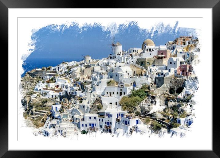 Oia town, Santorini. Framed Mounted Print by David Birchall