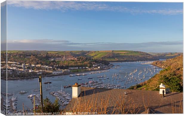 Dartmouth and the River Dart from Kingswear, South Hams, Devon Canvas Print by Louise Heusinkveld
