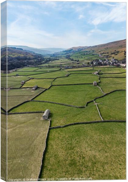 Gunnerside vertical panorama Canvas Print by Graham Moore