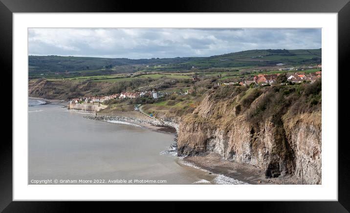 Robin Hoods Bay from the north headland Framed Mounted Print by Graham Moore