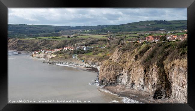 Robin Hoods Bay from the north headland Framed Print by Graham Moore