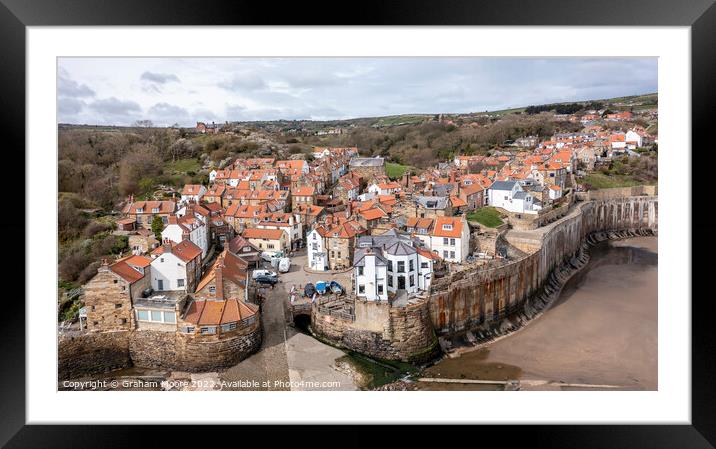 Robin Hoods Bay elevated view Framed Mounted Print by Graham Moore
