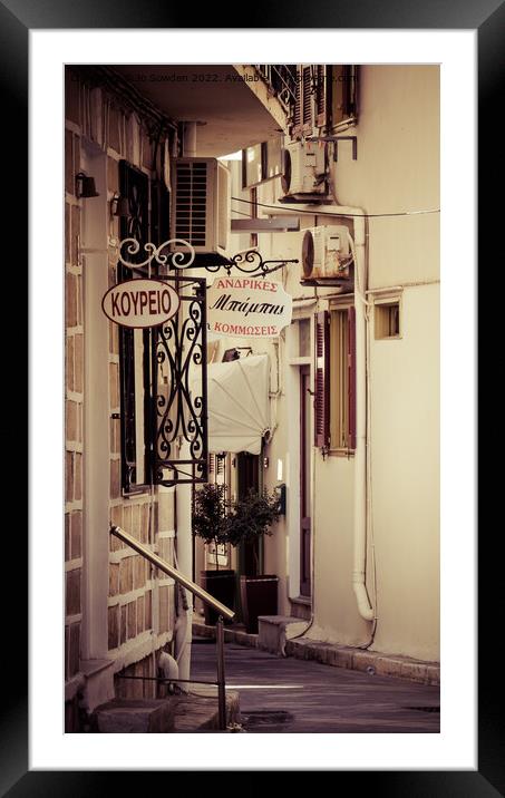 Typical Greek Back Street, Syros Framed Mounted Print by Jo Sowden