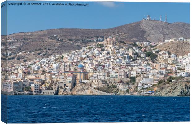 Leaving Syros Canvas Print by Jo Sowden