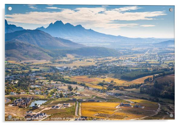 Cape Winelands in autumn, Western Cape, South Africa Acrylic by Justin Foulkes