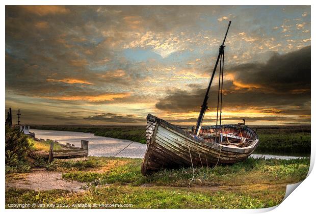 Digital Painting Thornham Staithe Norfolk  Print by Jim Key