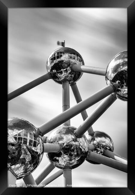 black and white long exposure of the Atomium in downtown Brussel Framed Print by DiFigiano Photography