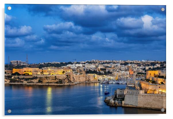 Towns of Kalkara and Birgu in Malta Acrylic by Artur Bogacki