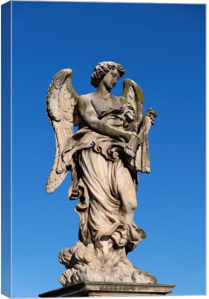 Angel With The Whips Statue Canvas Print by Artur Bogacki