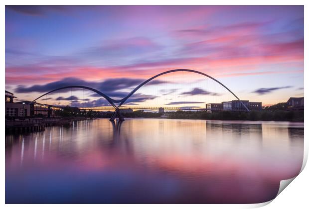 Fiery sunset over the Infinity Bridge Print by Kevin Winter