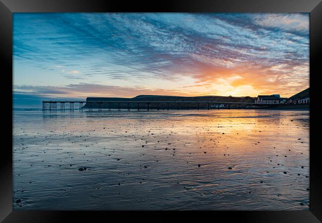 Stunning sunrise over Saltburn Beach Framed Print by Kevin Winter