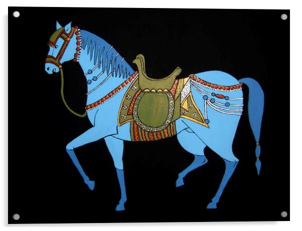 Mughal Horse Acrylic by Stephanie Moore