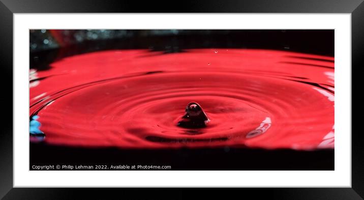 Red background water drops (41B) Framed Mounted Print by Philip Lehman