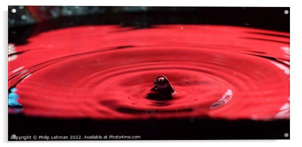 Red background water drops (41B) Acrylic by Philip Lehman
