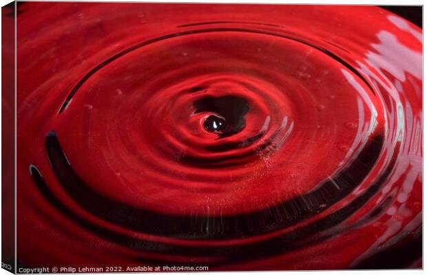 Red background water drops (17B) Canvas Print by Philip Lehman