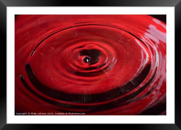 Red background water drops (17B) Framed Mounted Print by Philip Lehman
