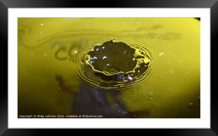Yellow Background Water Drops (12A) Framed Mounted Print by Philip Lehman