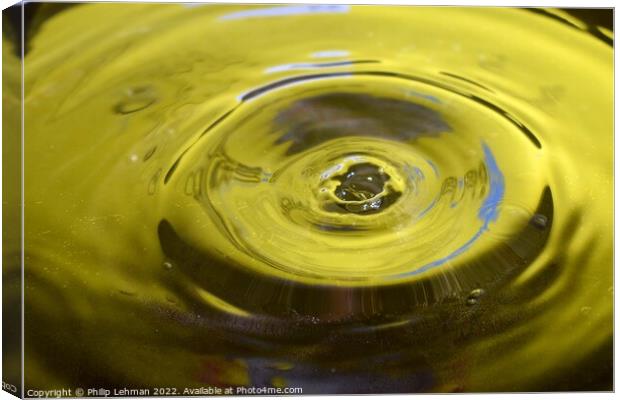 Yellow Background Water Drops (3A) Canvas Print by Philip Lehman