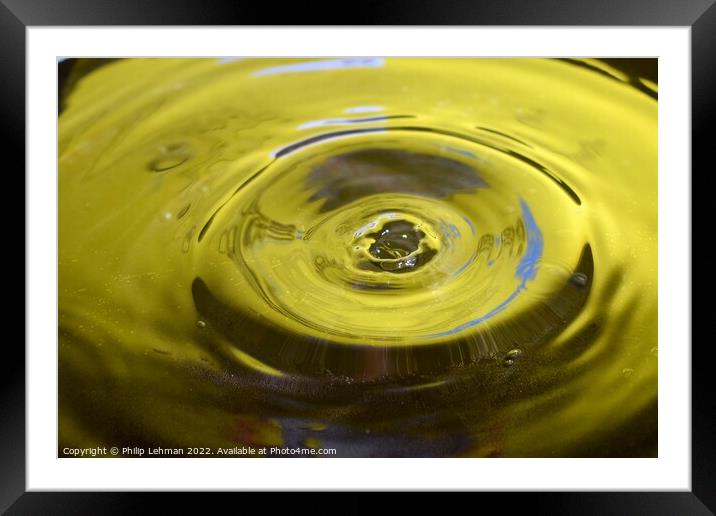 Yellow Background Water Drops (3A) Framed Mounted Print by Philip Lehman