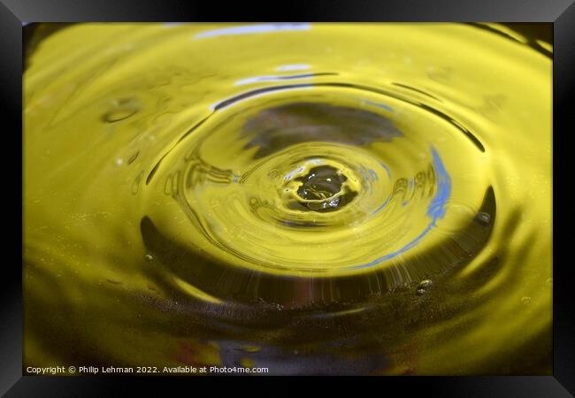 Yellow Background Water Drops (3A) Framed Print by Philip Lehman