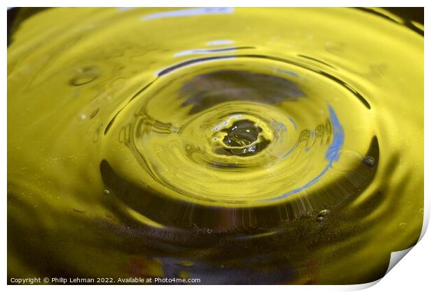Yellow Background Water Drops (3A) Print by Philip Lehman