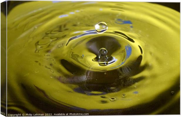 Yellow Background Water Drops (8A) Canvas Print by Philip Lehman