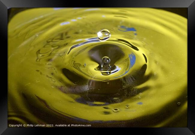 Yellow Background Water Drops (8A) Framed Print by Philip Lehman