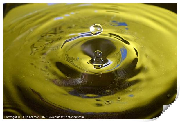 Yellow Background Water Drops (8A) Print by Philip Lehman