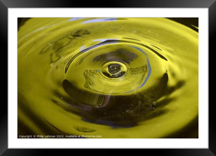 Yellow Background Water Drops (9A) Framed Mounted Print by Philip Lehman
