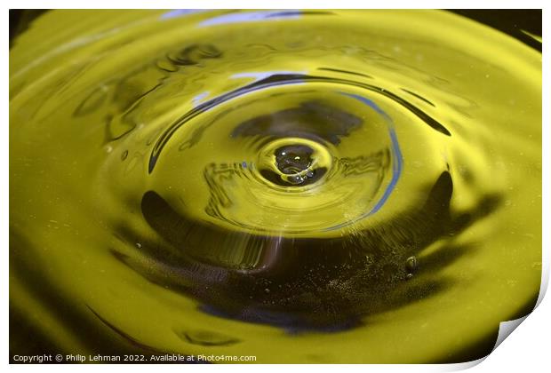 Yellow Background Water Drops (9A) Print by Philip Lehman
