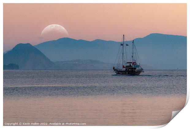 Sailing to the moon Print by Kevin Hellon