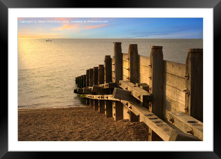Whitstable Sea Groyne Framed Mounted Print by Alison Chambers