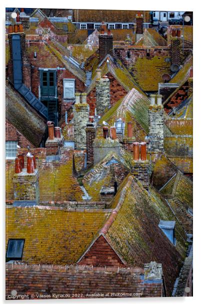 Colourful rooftops in Rye Sussex England Acrylic by Vassos Kyriacou
