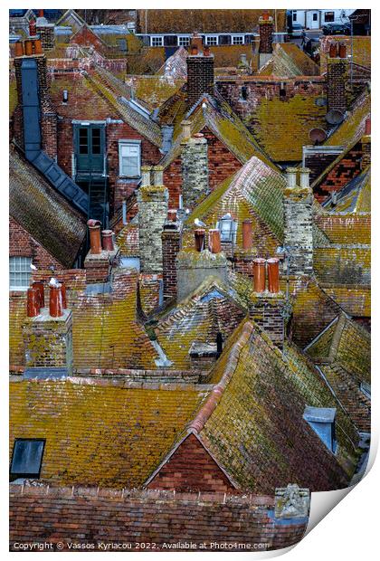 Colourful rooftops in Rye Sussex England Print by Vassos Kyriacou