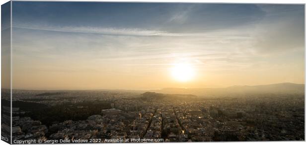 aerial view of Athens, Greece Canvas Print by Sergio Delle Vedove