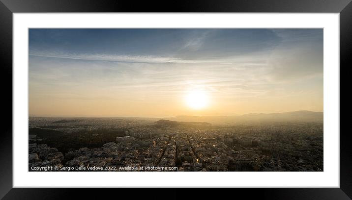 aerial view of Athens, Greece Framed Mounted Print by Sergio Delle Vedove