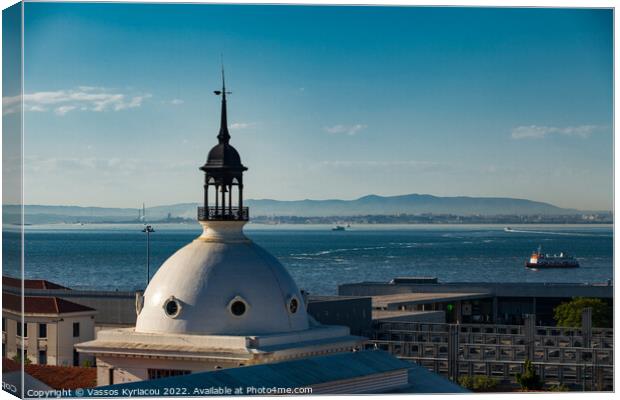 Rooftop dome over Lisbon in Portugal Canvas Print by Vassos Kyriacou