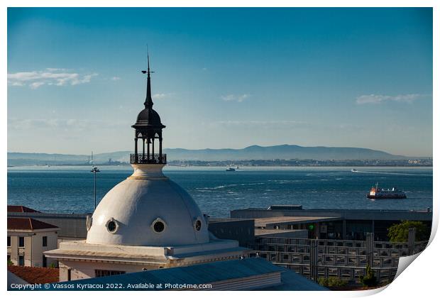Rooftop dome over Lisbon in Portugal Print by Vassos Kyriacou