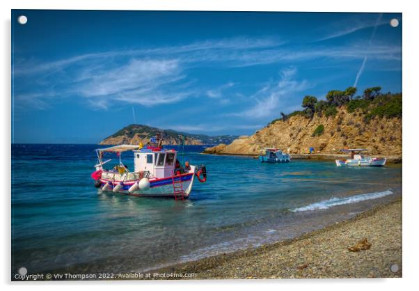 Island Hopping Adventure in Greece Acrylic by Viv Thompson