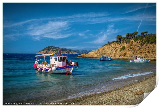 Island Hopping Adventure in Greece Print by Viv Thompson