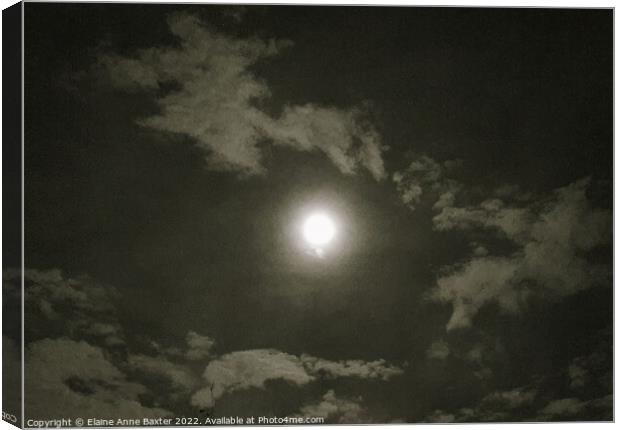 Spring Full Moon on a Cloudy Night Canvas Print by Elaine Anne Baxter