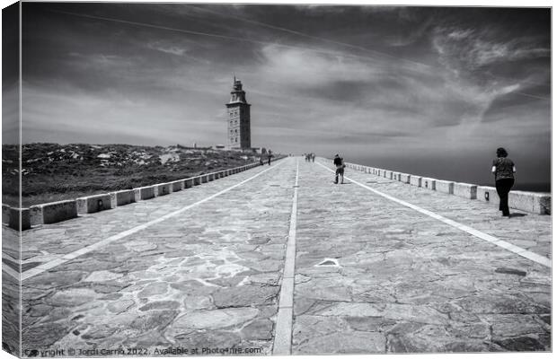 Access road to the Hercules Tower, Galicia - B&W Canvas Print by Jordi Carrio