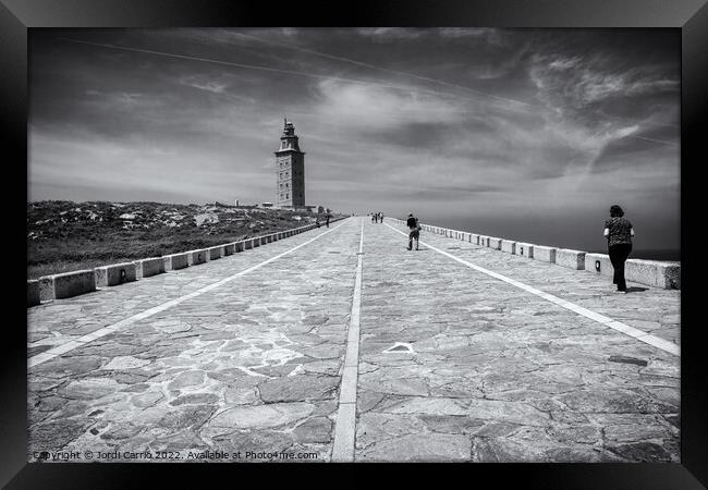 Access road to the Hercules Tower, Galicia - B&W Framed Print by Jordi Carrio