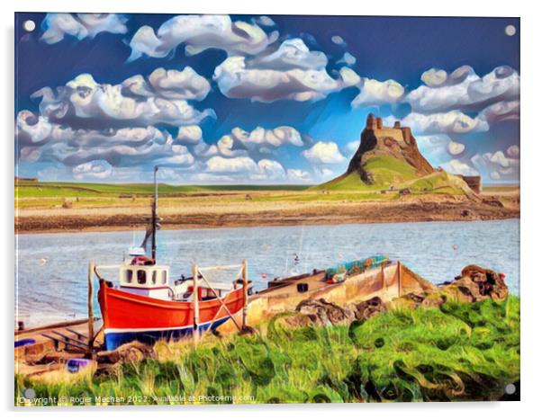 Red Boat at Lindisfarne Acrylic by Roger Mechan