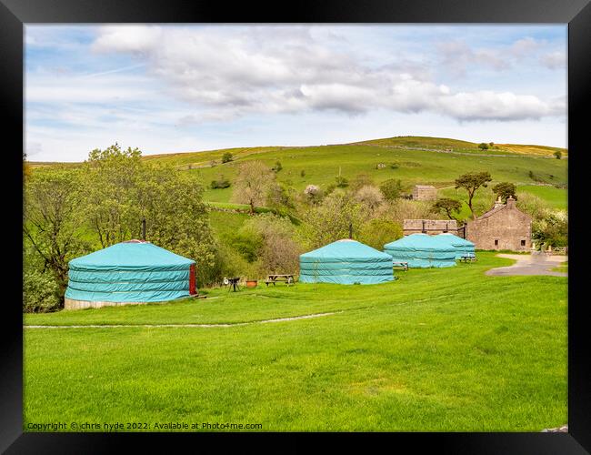 Yurts on Camp Site in Swaledale Framed Print by chris hyde